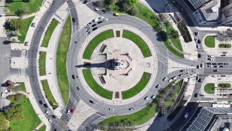 marques de pombal square at lisbon in lisbon region portugal. downtown aerial view. european city. marques de pombal square at lisbon in portugal. scenic roundabout. urban skyline.