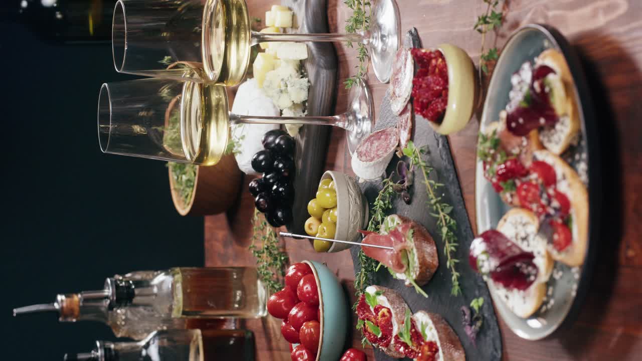 Delicious Food and Wine Arrangement