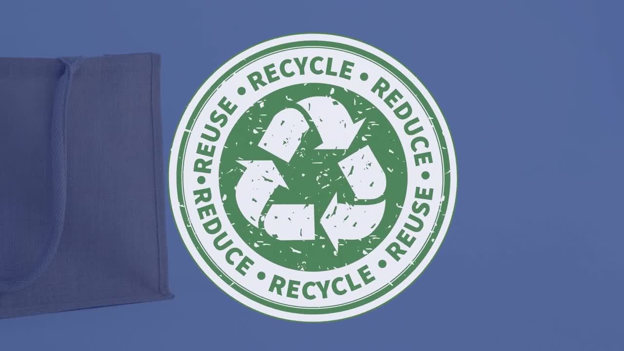 재활용, 재사용, 쇼핑 바구니를 줄이는 애니메이션