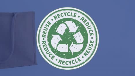 Animation-Von-Recycling,-Wiederverwendung,-Reduzierung-Der-Einkaufstüte