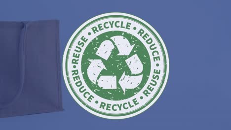 animation of recycle, reuse, reduce over shopping bag