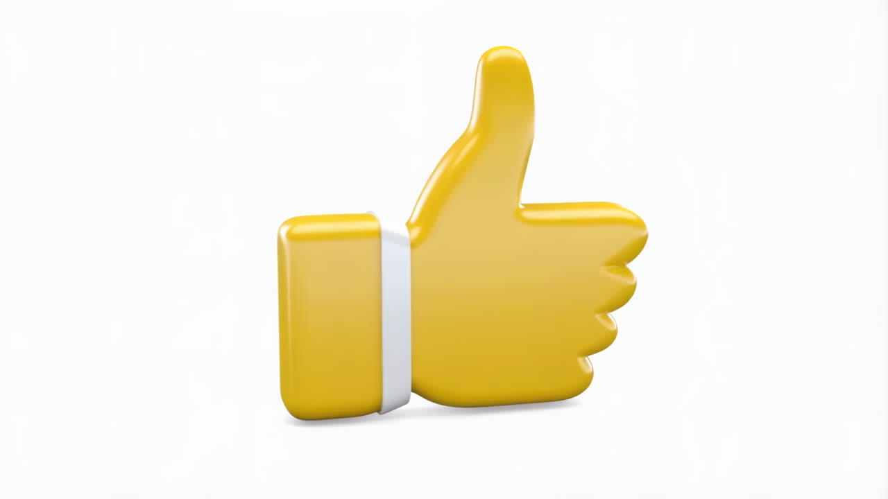 3D Yellow Thumbs Up Icon on White Background