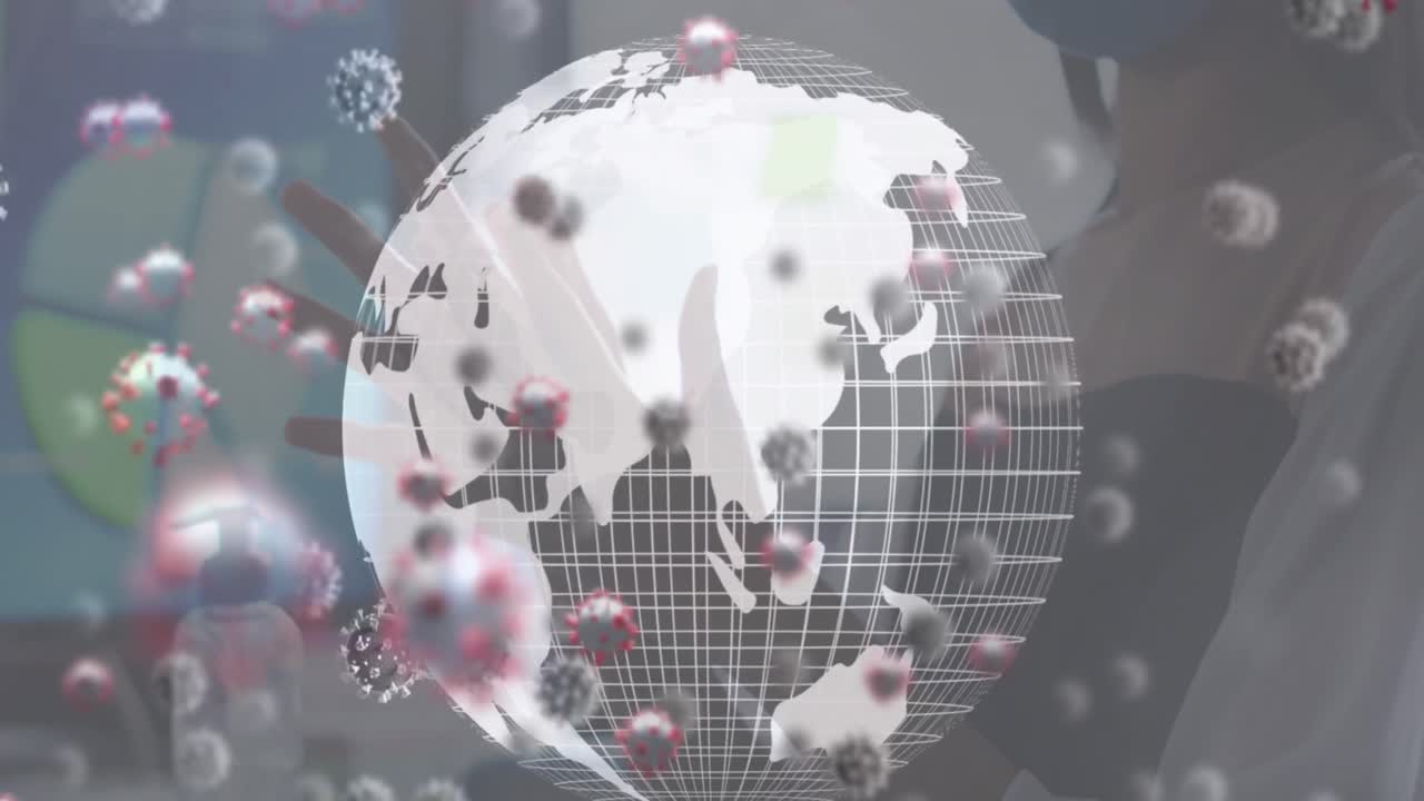 두 인종의 여성의 손을 소독하는 바이러스 세포의 애니메이션