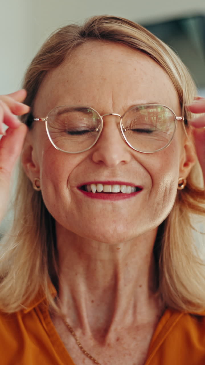 Portrait of a smiling woman with eyeglasses