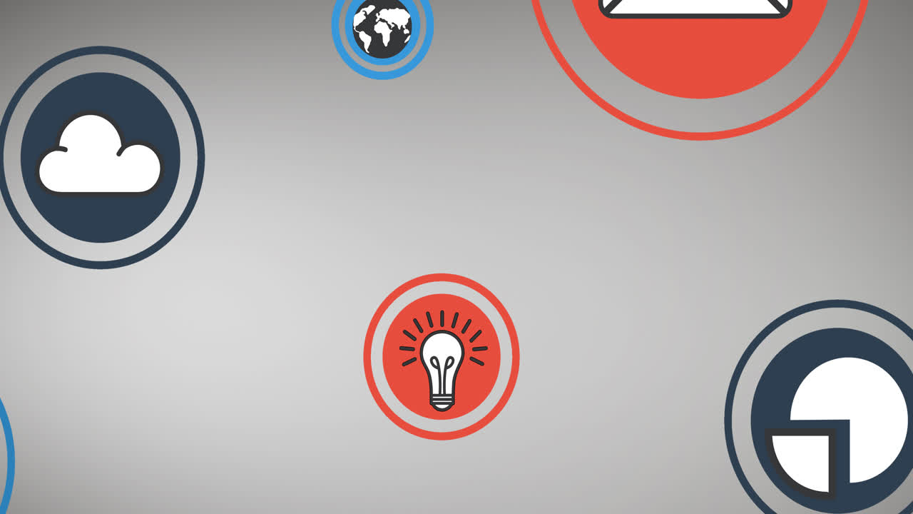 animación de iconos digitales sobre un fondo claro