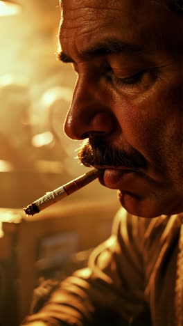 close-up of a man smoking