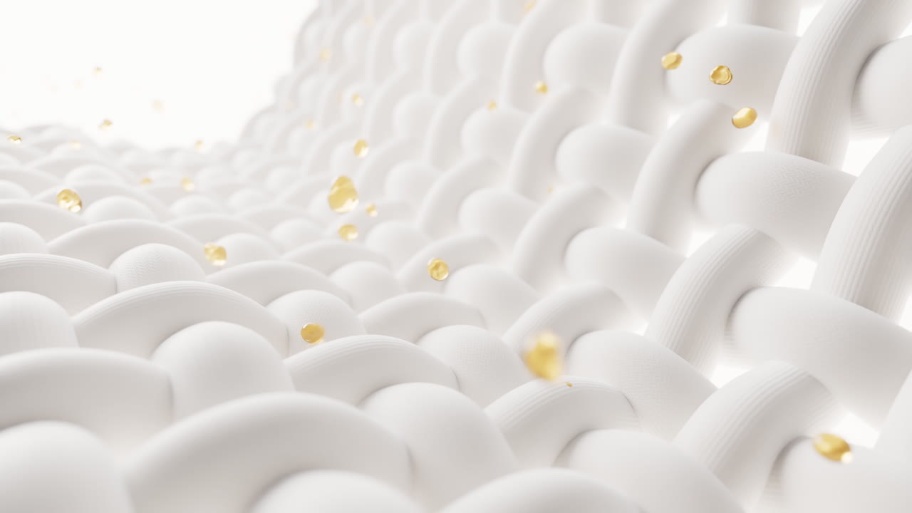 волновая ткань с микроскопическими деталями и очищающими пузырьками, 3d-рендеринг.