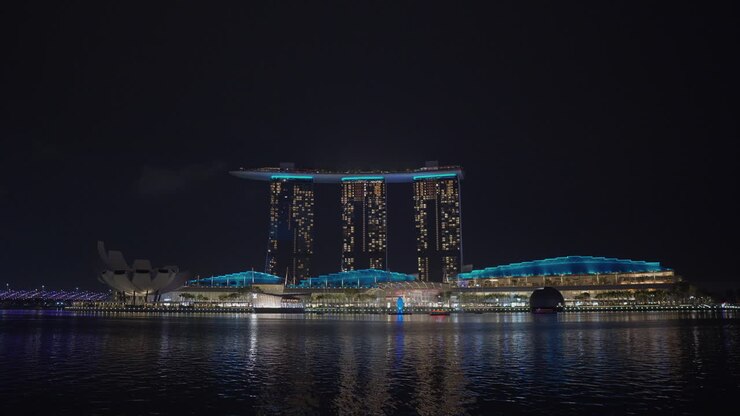 Marina Bay Sands at Night with Laser Show