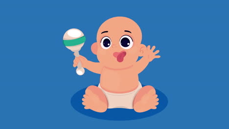 cute little baby boy with maraca animation