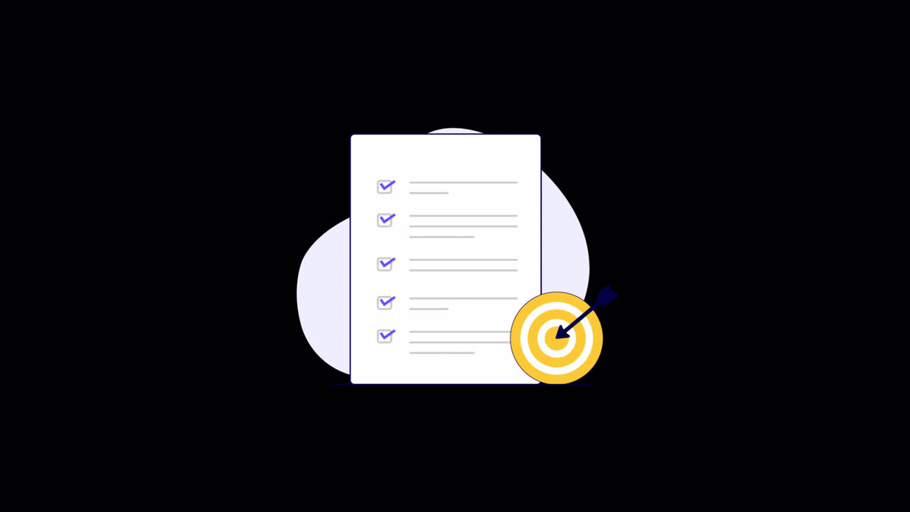 Animated Checklist with Target and Arrow for Goal Achievement