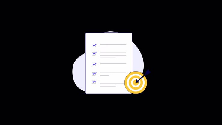 Animated Checklist with Target and Arrow for Goal Achievement