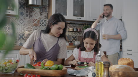 family cooking together