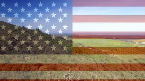 Landschaft-Gegen-Amerikanische-Flagge