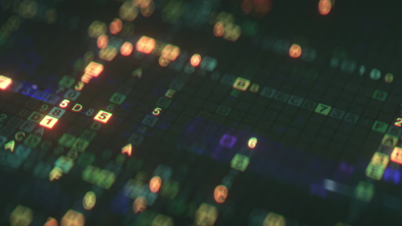 Closeup shot of digital machine code seamless loop 3D render animation