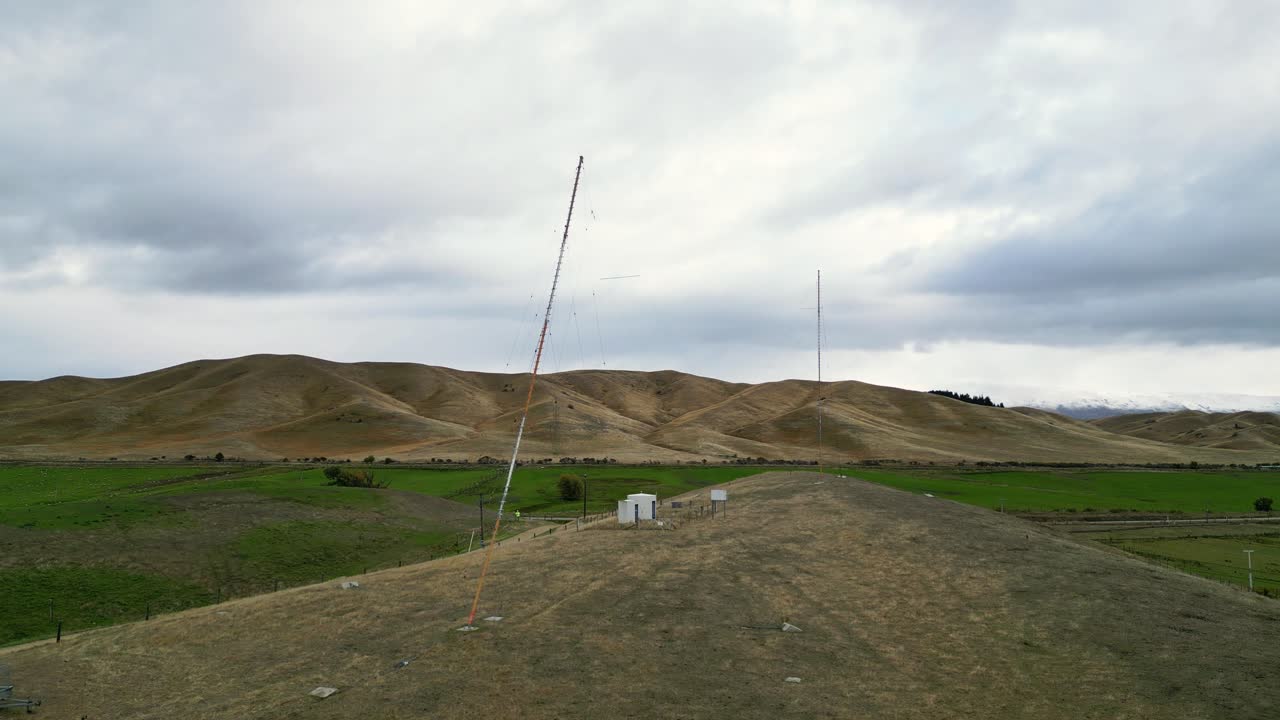 Drone shot Deconstruction of Communications Mast – Remote New Zealand Landscape
