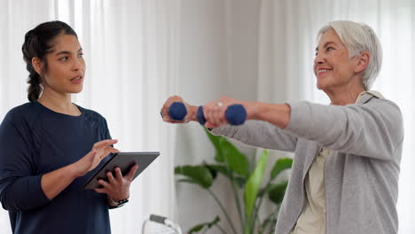 Senior-woman,-dumbbell-or-physiotherapist