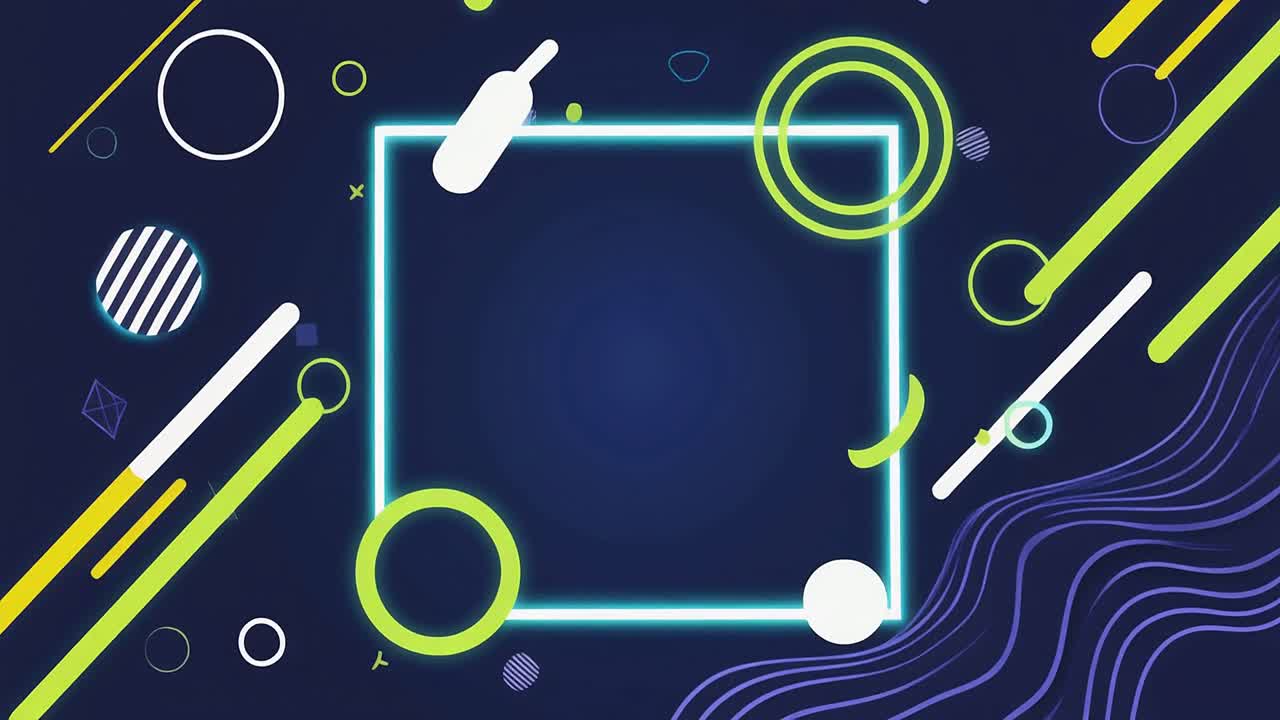 Modern Abstract Motion Graphics with Geometric Shapes and Central Frame