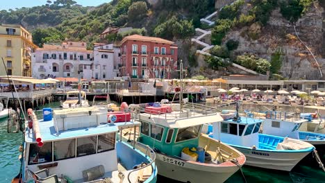 colorful boats docked at sorrento, naples, italy