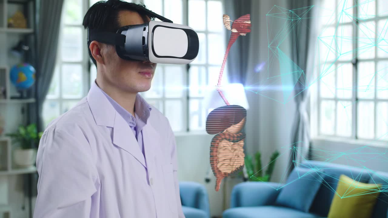 Doctor using VR for Digestive System Anatomy Study