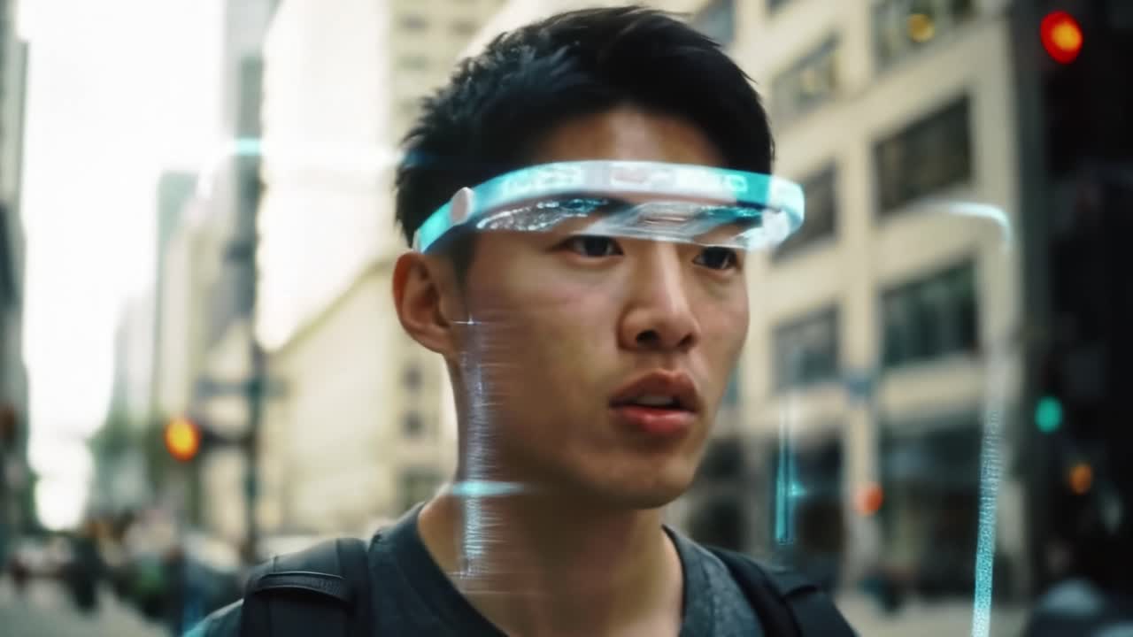 Man with Augmented Reality Display