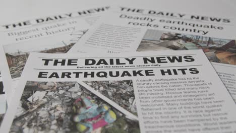 titular de periódico con la devastación causada por el desastre del terremoto 12