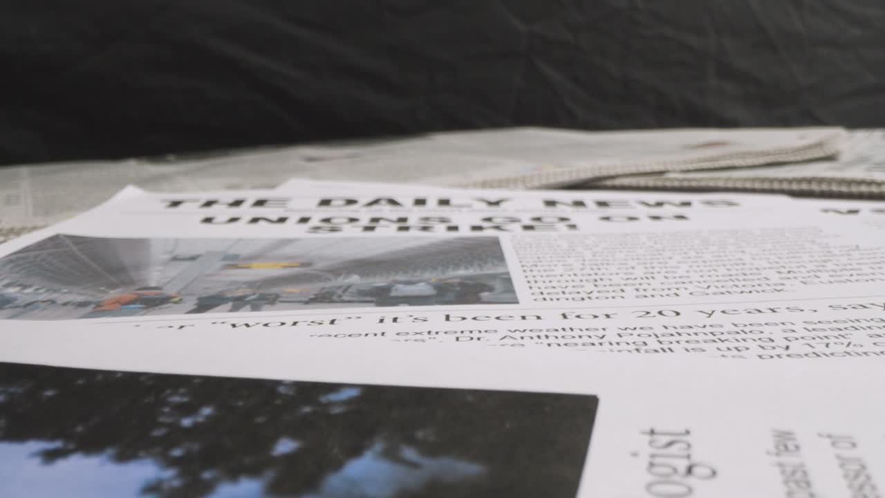 극한 기상 조건과 산업 파업 조치를 논의하는 신문 헤드라인 1