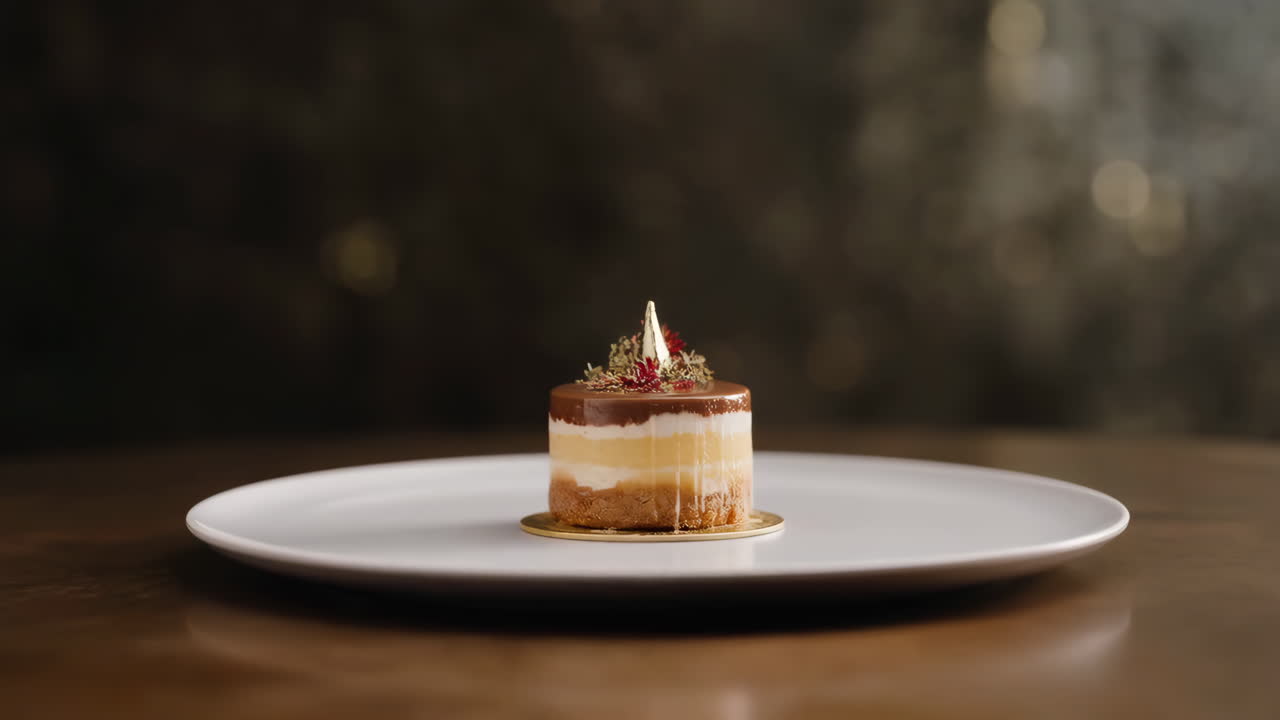 Elegant Gourmet Dessert on a White Plate