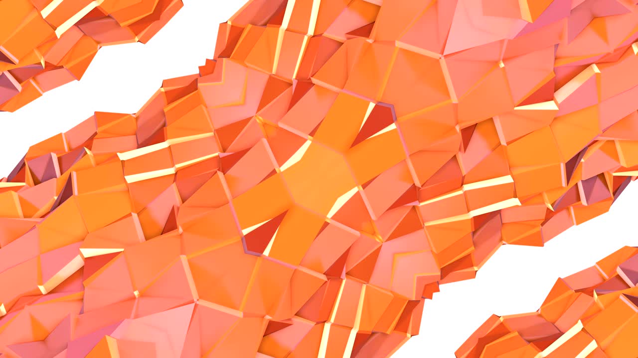 abstracto simple fondo 3d en color gradiente naranja, estilo low poly como fondo geométrico moderno o entorno matemático con efecto caleidoscópico. 4k uhd o fullhd bucle sin costuras.v1