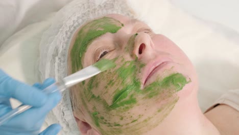 professional face care procedures in the modern cosmetology clinic. face mask applying