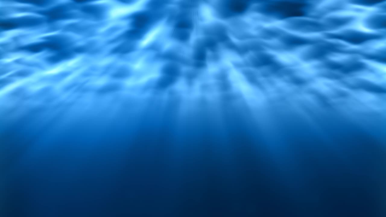 Raggi di luce subacquei brillano sotto le onde increspate dell'oceano - Animazione di sfondo in movimento 4K con loop senza interruzioni