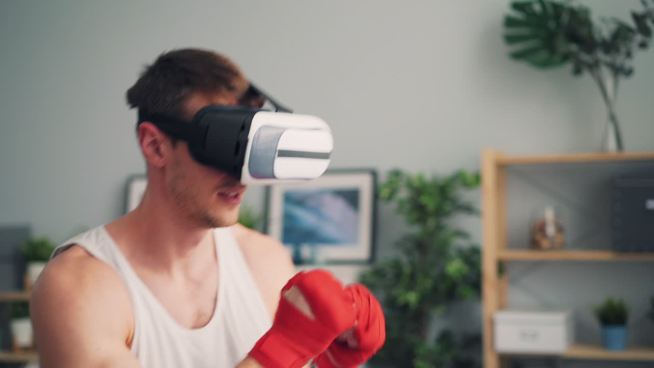 Man Boxing in VR at Home