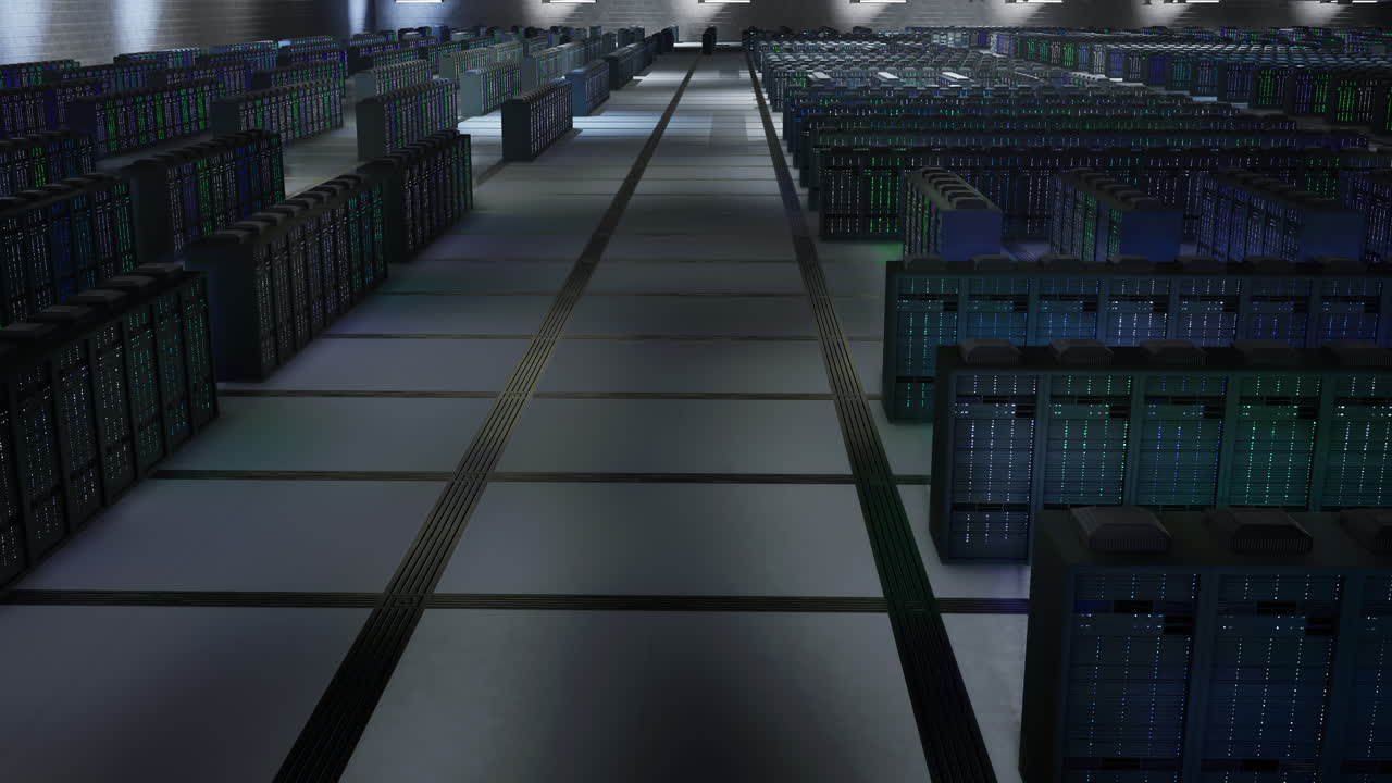 Server racks in data center maintaining datasets needed for AI applications