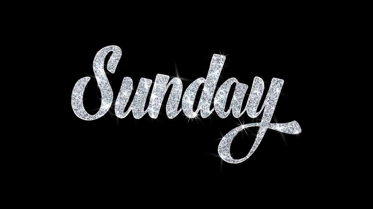 Sunday Text with Glitter Effect