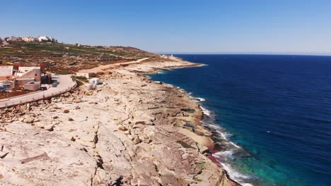 Aerial-drone-video-from-Malta,-Marsaskala-and-Zonqor-area-on-a-sunny-spring-day