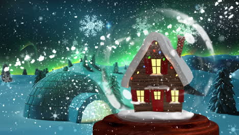 christmas animation of christmas house in snowy landscape 4k
