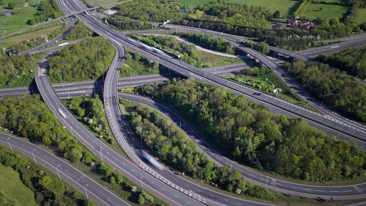Busy Highway Interchange Aerial Timelapse