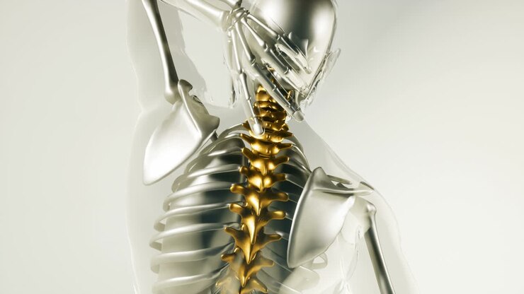 Human Spine Skeleton Bones Model with Organs