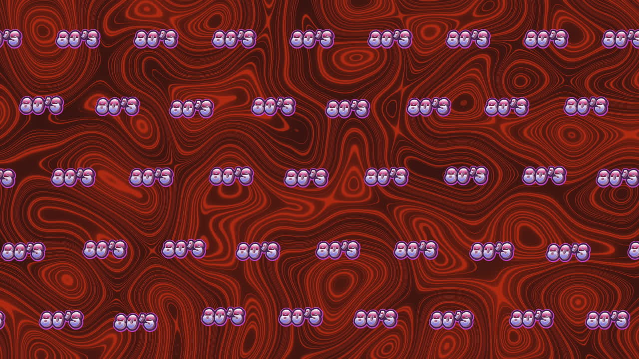 Animation of 80s text in repetition over red lines