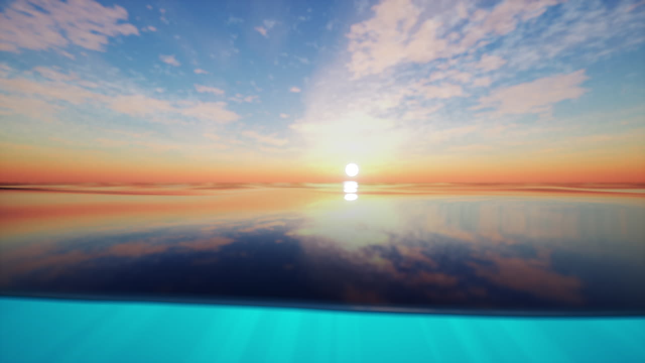 바다 위에 해가 지는 것