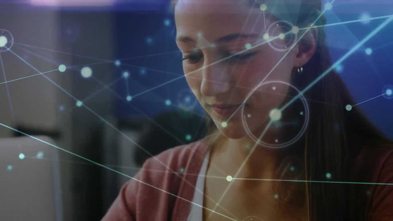 animación de la red de conexiones sobre la estudiante biracial