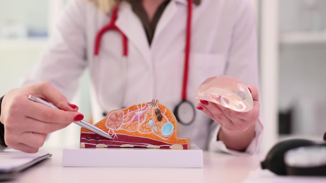 Doctor Explaining Breast Anatomy and Implants