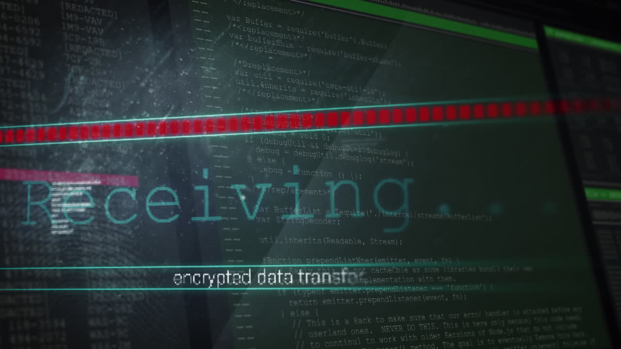 animación del procesamiento de datos sobre fondo rojo