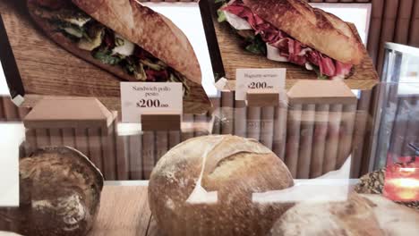 artisan bread and sandwiches at a bakery