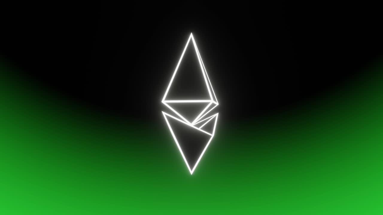 Rising of the rotated Ethereum on green background VJ loop