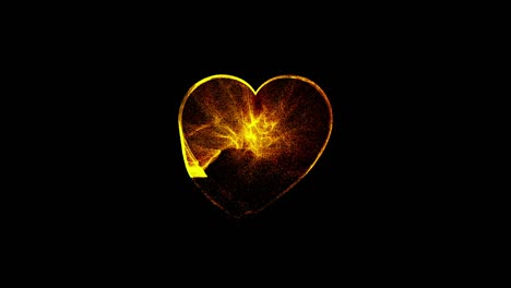 explosion with particles in heart shape