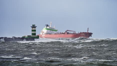 large ship navigating rough seas