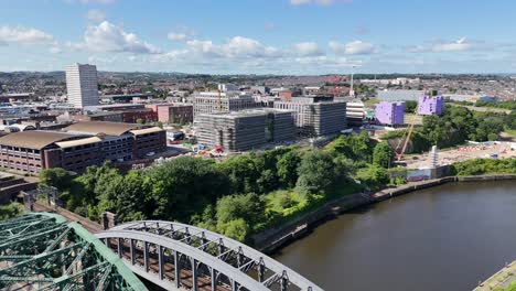 sunderland city uk north east england tyne and wear monkwearmouth bridge stadium of light river wear seaburn roker mackem british town drone aerial view footage