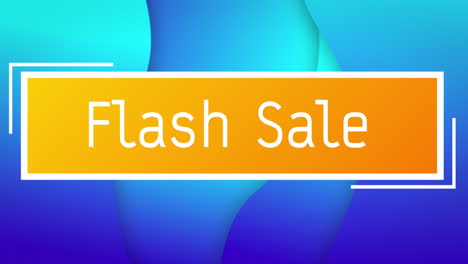 animación del texto de venta flash sobre formas en fondo azul