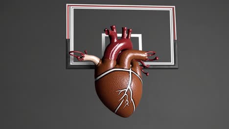 heart through basketball hoop