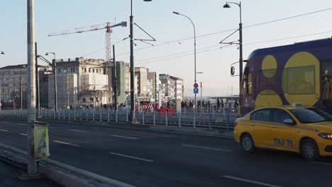 istanbul city scenes: trams, bridges and city life